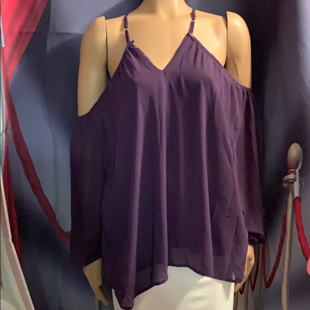 NWT purple sexy top lined cold shoulder xL-1X